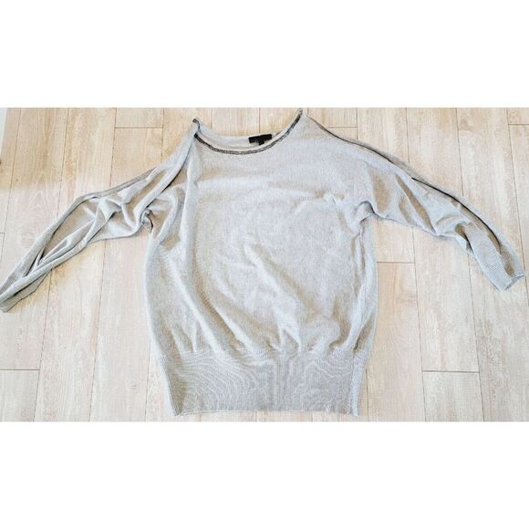 Lane Bryant Sweater Women's Plus 18/20 Gray Pullover Open Sleeves Casual Beaded - Picture 1 of 9